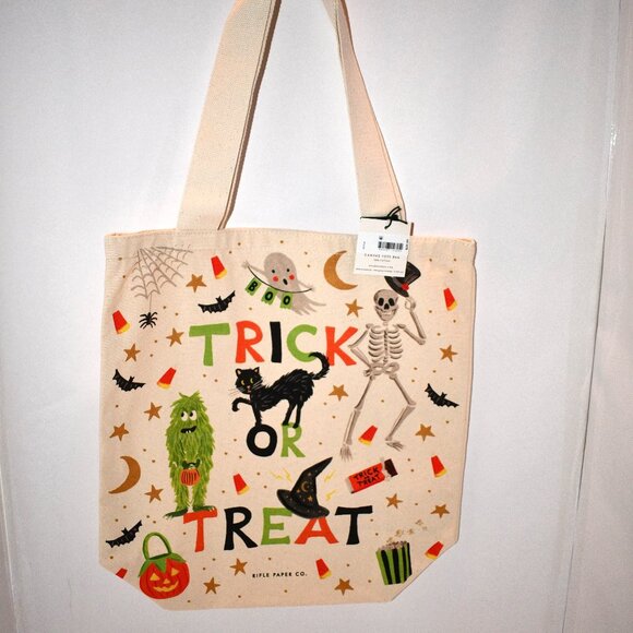 Rifle Paper Co. Halloween Parade Canvas Tote Bag #SGTC08 NWT  Details:  Trick or - Picture 1 of 5
